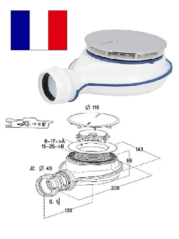 Dušo sifonas magnetinis 0205800, 11/2X40