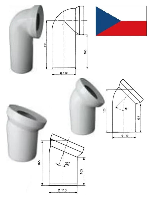 WC alkūnė 45° DN110 KK45000, 58.102.00, DN110