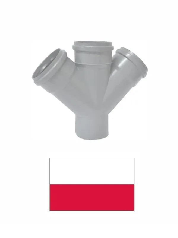 Dvigubas atšakojimas DN110/50/50; 45°, pilkas, KANPLAST PPH 6180100