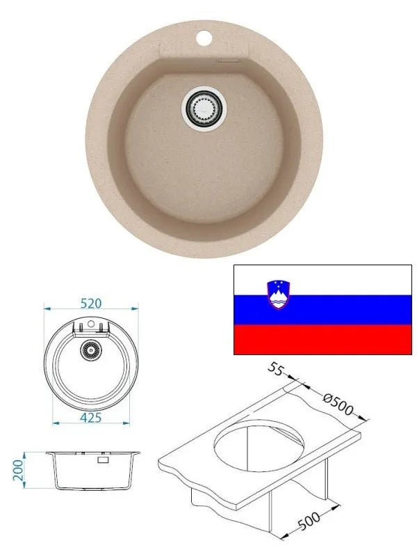 Virtuvės plautuvė 425x200 CADIT 100, Granitāla