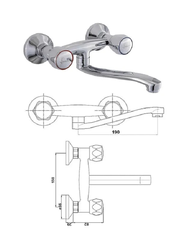 Sieninis virtuvės maišytuvas MAGMA MG-2132 RING, DIVUPE