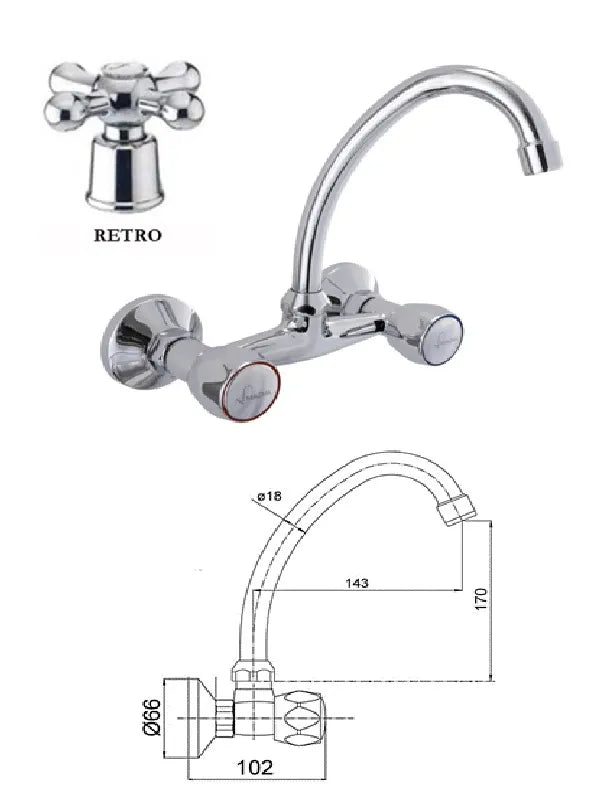 Virtuvės sieninis maišytuvas MG-2147 RING, DIVUPE