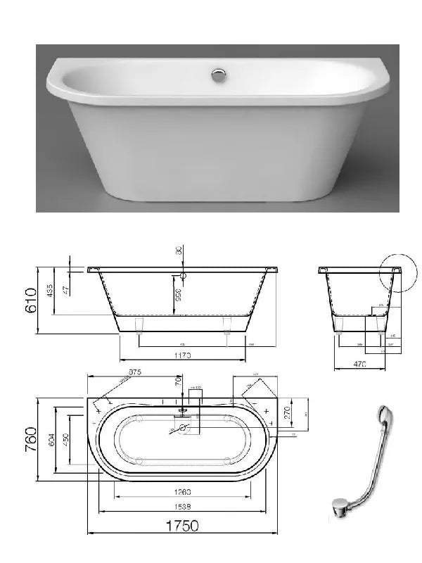 Vonia ONDA 176x76 cm, balta, ONDA