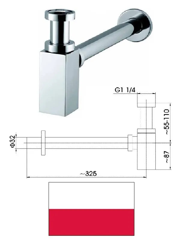 Sifonas 11/4x32 chromuotas 600-002-00, 11/4X32