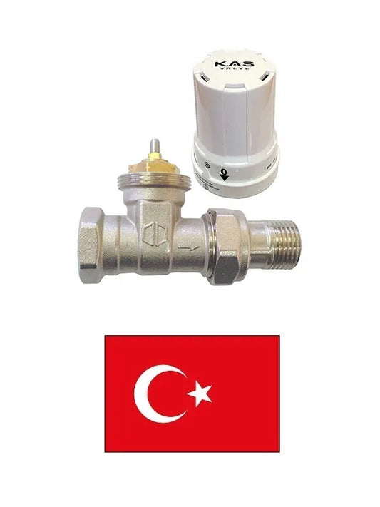 Termostatinis tiesus ventilis su galvute 1304010, 1/2"
