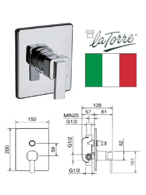 Potinkinis dušo maišytuvas La torre 28050 C chrome, JAVA