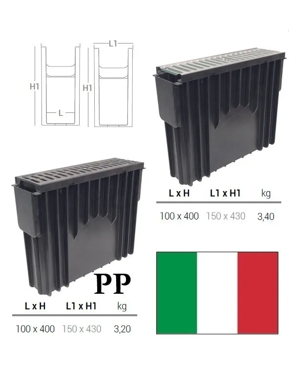 Smėlio gaudyklė 100x400 A15 nerūdijantis plienas, 50 CM