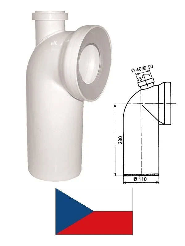 WC alkūnė su atšaka 90^ KK95000, DN100
