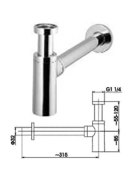 Sifonas 11/4x32 chromuotas 600-004, 11/4X32