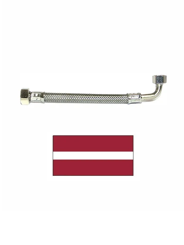 Lanksti žarna su alkūne 90° 713/L 3/8x1/2, vidinis/vidinis sriegis 50