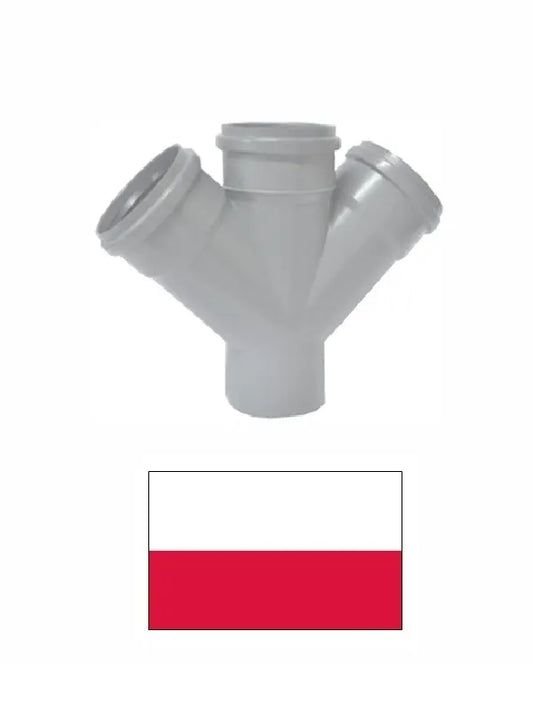 Dvigubas atšakojimas DN110/50/50; 45°, pilkas, KANPLAST PPH 6180100