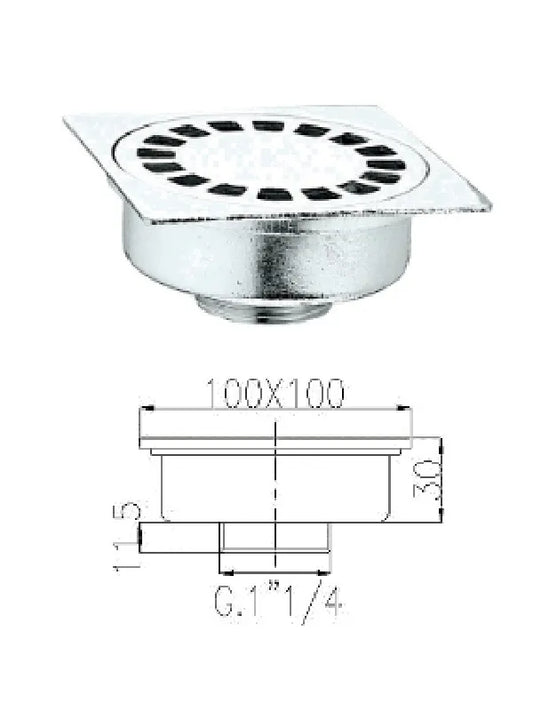 Grindų trapas 100x100mm 917 chromas, 1.1/4"