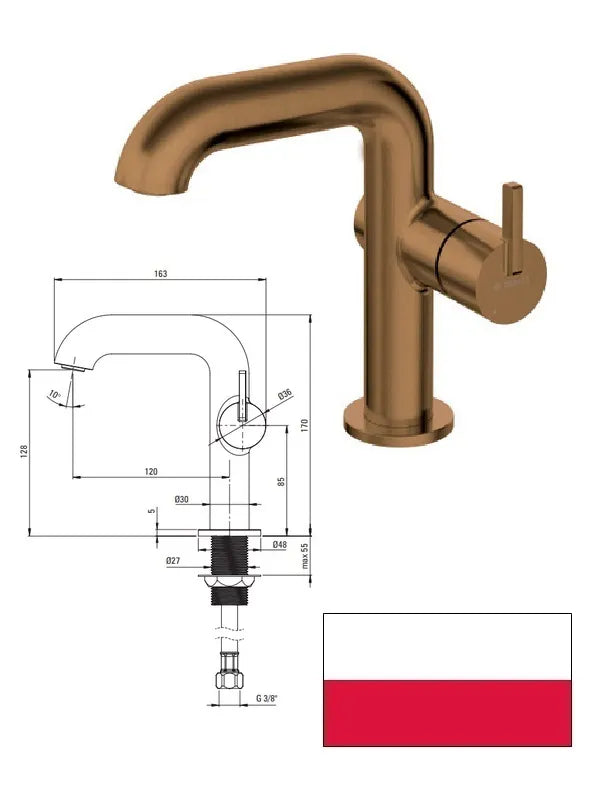 Izlietnes jaucējkrāns matēta bronza BQS_C24M, SILIA