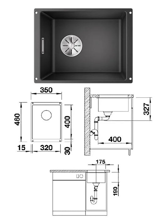 Virtuvinis plautuvė Subline 320-U 523406, Antracitas