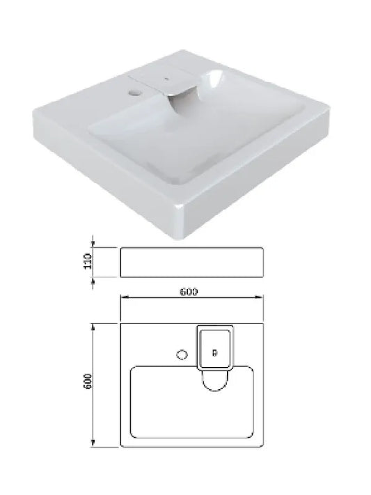 Praustuvas virs skalbimo mašinos WBX101 60X60, COMPACTINO