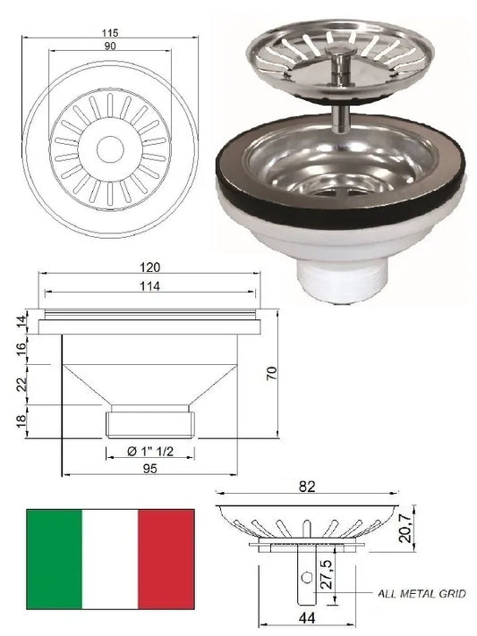 Nuotekų sistema 11/2X115X63 30.301 EDVA030, 1.1/2X115