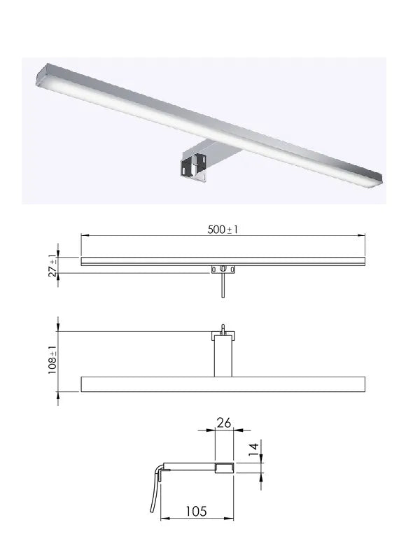 LED veidrodžio šviestuvas 50 cm, 1100230049, ESTHER
