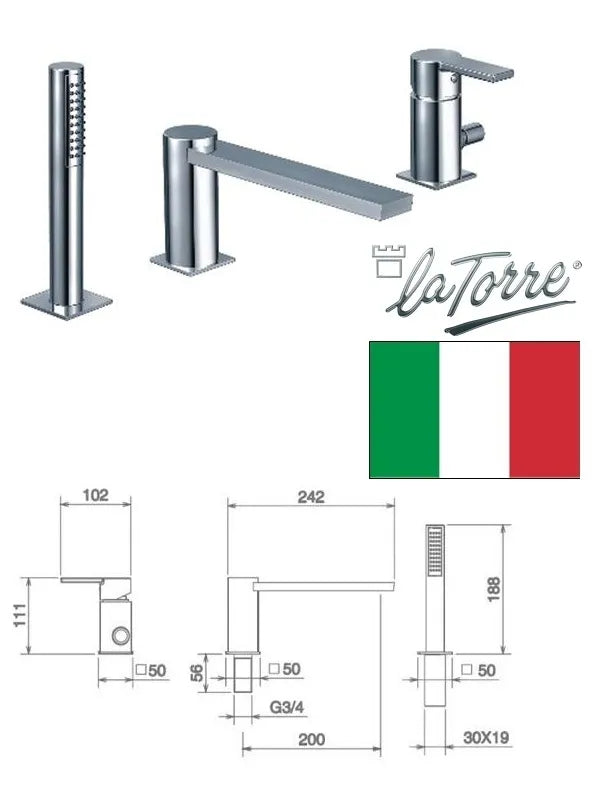 Vonios maišytuvas 3 skylių 35045, ITALIA