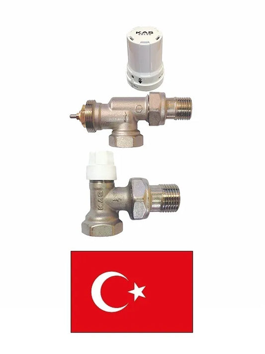 Grįžtamojo srauto ventilio + ašinio termostatinio ventilio + termostatinės galvutės rinkinys, KAS03