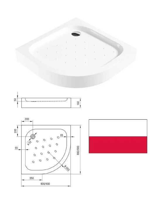 Dušo padėklas akrilinis 80cm KTA_054B, FUNKIA