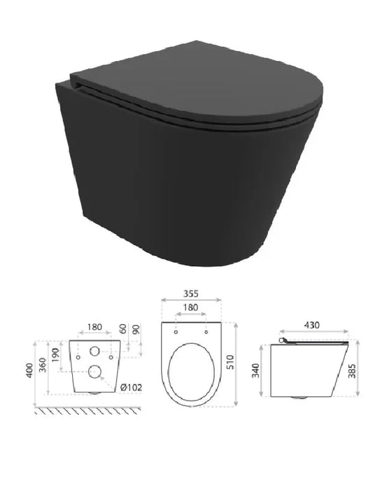 Pakabinamas klozetas Lavita Galve Black, JUODAS
