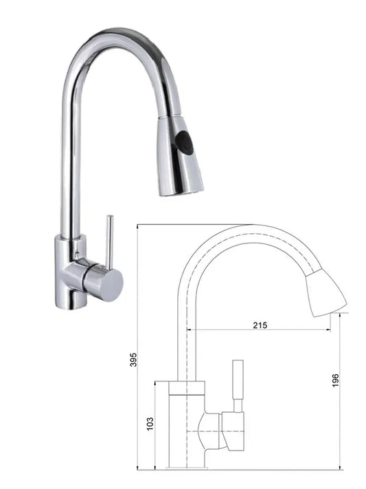 Virtuvės maišytuvas su dušeliu MG-2056, ABAVA
