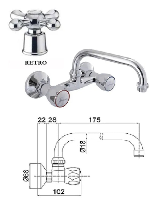 Virtuvės plautuvės maišytuvas MG-2146 RETRO, DIVUPE