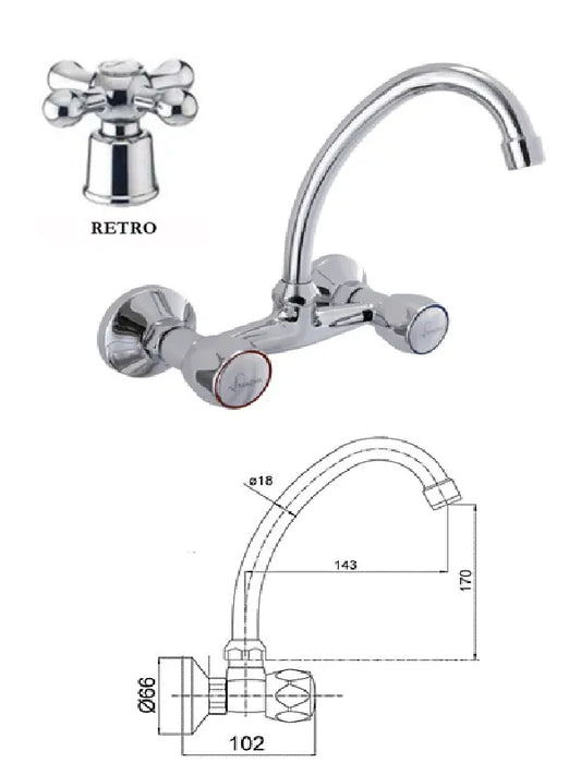 Virtuvės sieninis maišytuvas MG-2147 RING, DIVUPE