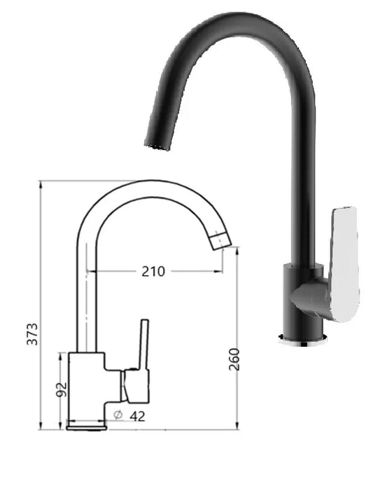 Virtuvēs izlietnes jaucējkrāns, melns MG-2655-M, BĒRZUPE