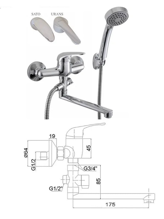 Vannas jaucējkrāns (200) ar komplektu MG-3233, URANS