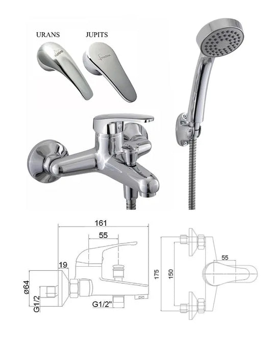Vannas jaucējkrāns ar komplektu MG-6221, JUPITS