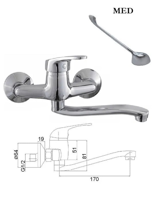 Sienas virtuves jaucējkrāns MG-6232, MED