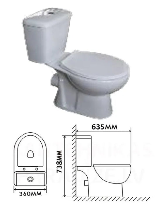 WC puodas MILA su lėtai nusileidžiančiu (SC) dangčiu, horizontalus nuotakas, MILA
