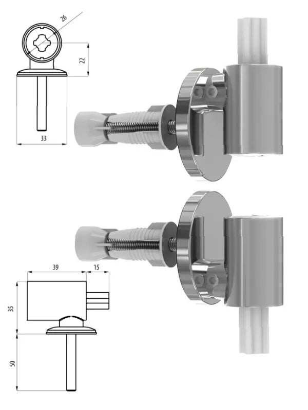 Reguliuojamas klozeto dangčio tvirtinimas SC 019/MW, universalus, metalinis, SK1261