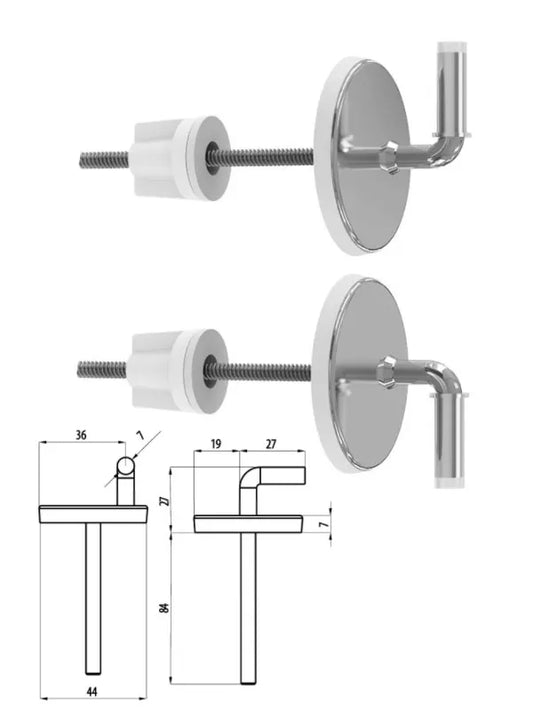 Reguliuojamas tualeto sėdynės tvirtinimas 019/M, metalinis, SK368