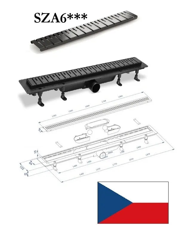 Nutekėjimo latakas (nerūdijantis plienas) SZA6850, 85 cm, juodas