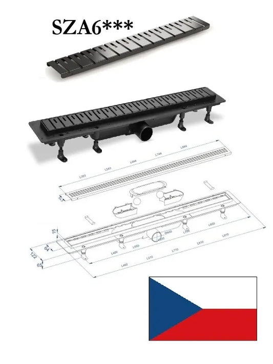 Nutekėjimo latakas (nerūdijantis plienas) SZA6850, 85 cm, juodas