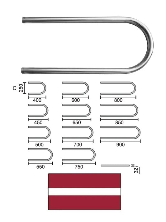 Dvieļu žāvētājs U-veida L-550 C-250 1* 10044, U-VEIDA