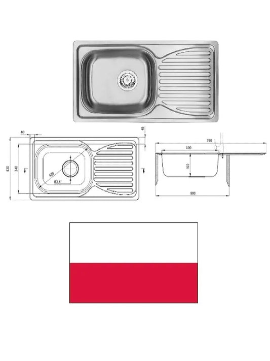 Nerūdijančio plieno virtuvės plautuvė 78x43x16 cm, DOPPIO_LAB