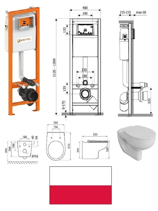 WC komplektas (rėmas + puodas + mygtukas)