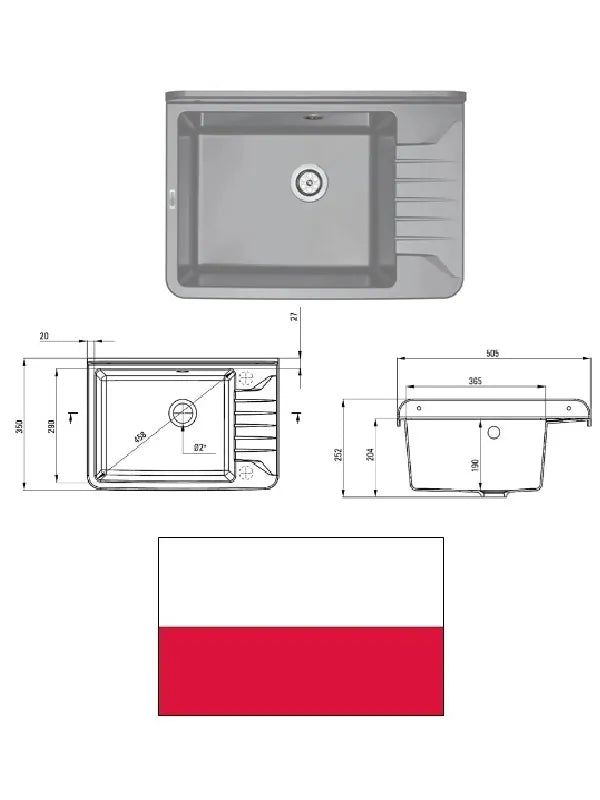 Ekonominė metalinė plautuvė su tvirtinimo detalėmis, sifonu, KOMORA
