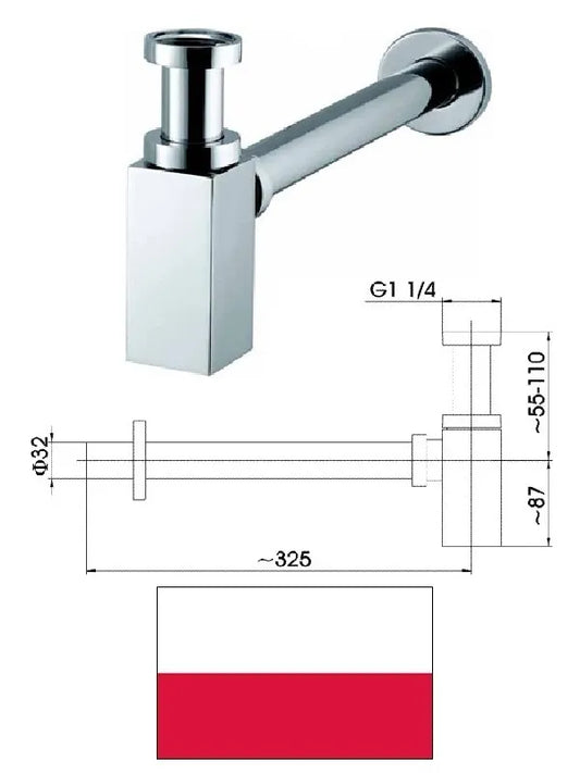 Sifonas 11/4x32 chromuotas 600-002-00, 11/4X32
